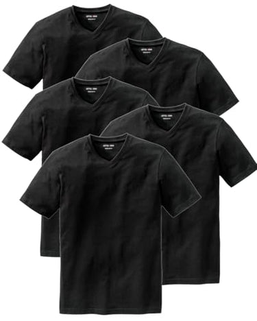 Otto Kern T Shirt Herren im 5er Pack, 5X Kurzarm-Shirts mit V-Ausschnitt, atmungsaktive T-Shirts Herren Schwarz und Weiß aus 100% Baumwolle, Weiß, im Sale